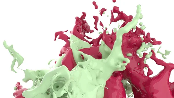 三维渲染 彩色液体溅射 抽象流体背景 — 图库照片