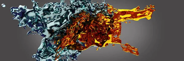 3Dレンダリング 光沢のある光沢のある液体スプラッシュ クリッピングパスを持つ抽象流体の背景 — ストック写真
