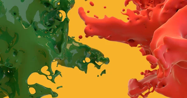 3D渲染 彩色液体飞溅 抽象流体背景 圣诞活动 — 图库照片
