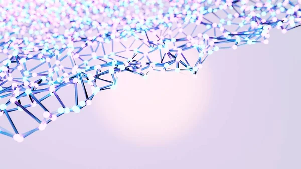 Digitális Plexus Hullám Háromszög Formák Absztrakt Poligon Háttér Számítógépes Hálózatok — Stock Fotó