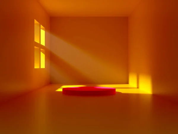 Render Quarto Iluminado Corredor Vazio Interior Túnel Espacial Minimalista Com — Fotografia de Stock