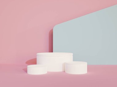 3B Render, Podyum kaidesi veya boş alan arkaplanındaki platform minimum, 3d ürün modeli, Ürün sunumu