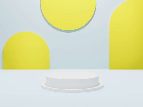 3D Render, Podium pedestal or platform in blank space background minimal, 3d product mockup, Product presentation