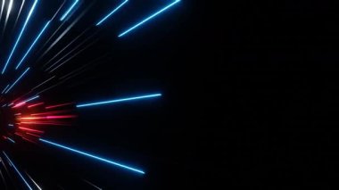 Yüksek hızda parlayan neon renkli ışık izleri. Fütürist dijital arkaplan