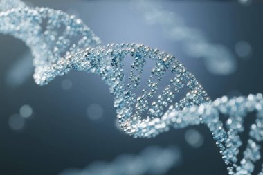 Biyoteknoloji gerçekçi DNA Strand Bilimsel Görselleştirme Animasyonu. Karanlık Laboratuvar Arkaplanı