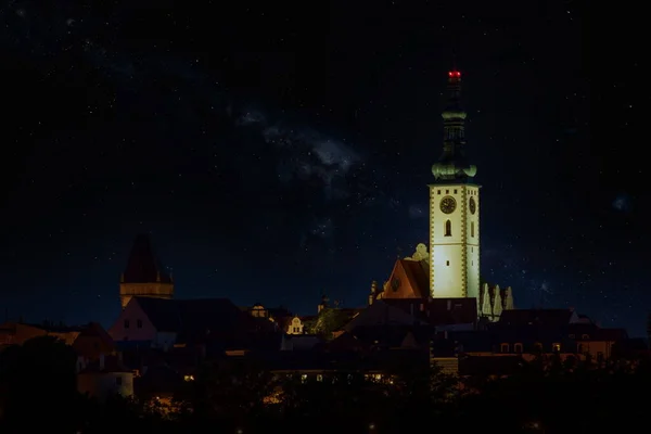 Night sky over Tabor city, Czech Republic