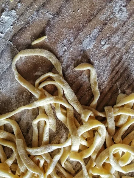 Macarrão Mesa Madeira — Fotografia de Stock