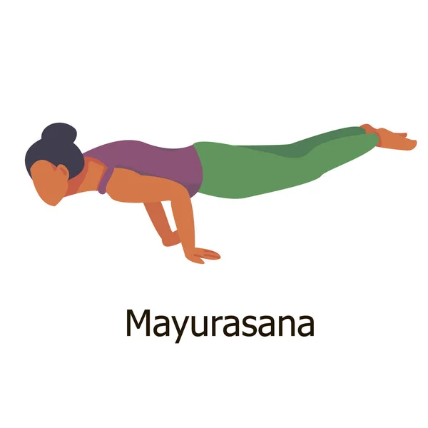 Ein Dunkelhäutiges Mädchen Führt Die Yoga Pose Mayurasana Pfau Pose — Stockvektor