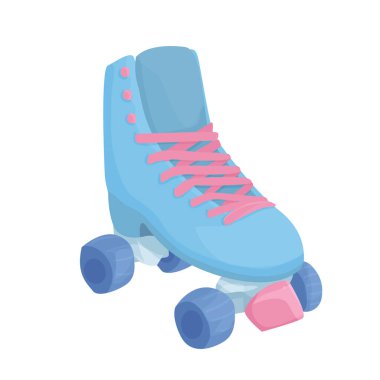 Beyaz arka planda izole edilmiş buz pateni için mavi paten. Dörtlü kaykay. aktif yaşam tarzı. Hobi olarak spor. Yaz eğlencesi. vektör düzlüğü