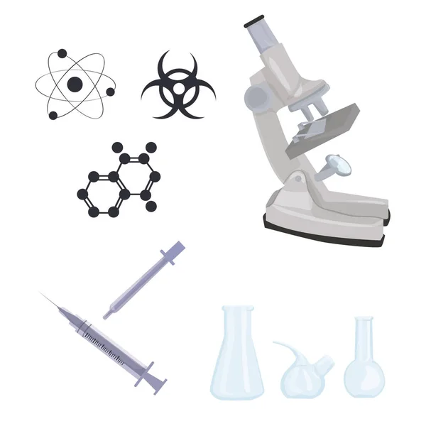 Reihe Wissenschaftlicher Gegenstände Isoliert Auf Weißem Hintergrund Laborinnovationen Wissenschaftliche Symbole — Stockvektor