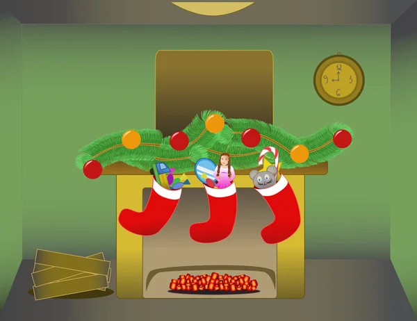 Christmas Time at Home with Lots of  Presents Royalty Free Stock Vectors