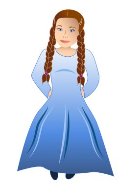 Utangaç kız mavi elbise içinde