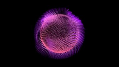 Değişik geçişler, dönüşler ve deformasyonlar, çeşitli kozmik ya da doğal nesnelerin olası simülasyonları ile vires ile kaplı hareket alanı ile kaplı animasyon küresel nesne.