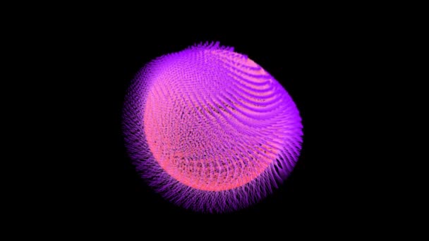 Animated Spherical Object Covered Wiggling Field Made Vires Various Transitions — Stock Video