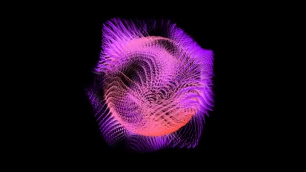 由具有各种过渡 旋转和变形的藤蔓构成的带摆动场的动画球形物体 各种宇宙或自然物体的可能模拟 — 图库视频影像