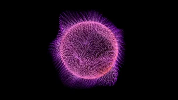 Анимированный Сферический Объект Покрытый Колебательным Полем Вир Различными Переходами Вращениями — стоковое видео