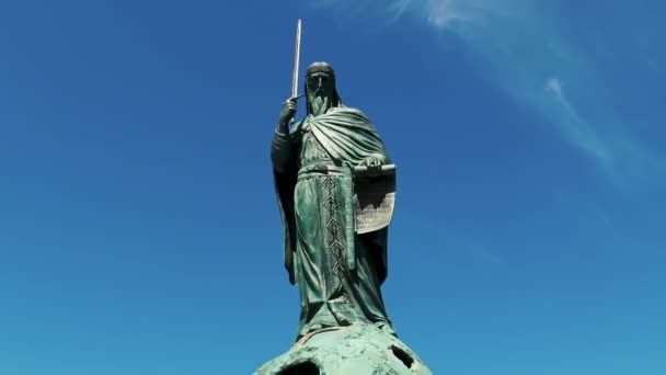 ベルグラード セルビア 2021年4月29日 セルビア ベオグラードのステファン ネマニャに捧げられた記念碑 — ストック動画