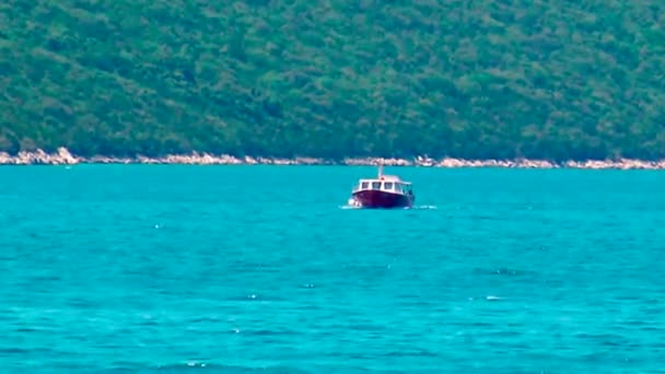 Pequeño Barco Navegando Bahía Del Mar Durante Día Verano — Vídeos de Stock