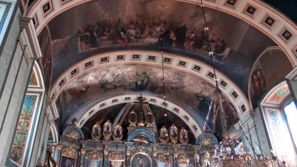 Belgrade Serbia April 2021 Interior Serbian Orthodox Church Cathedral Main — Stock Video
