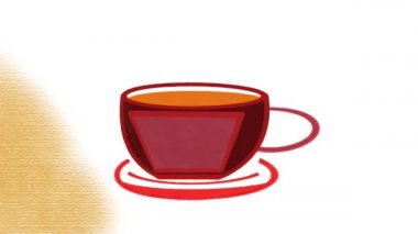 Arka plan ve sıcak buharlı bir fincan kahvenin animasyonu.