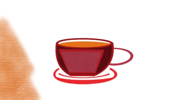 带有背景和热蒸汽的咖啡杯动画 — 图库视频影像