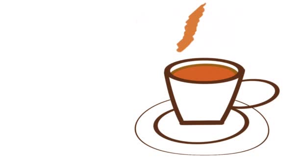Animação Xícara Café Com Fundo Animado Vapor Quente Inscrição Texto — Vídeo de Stock