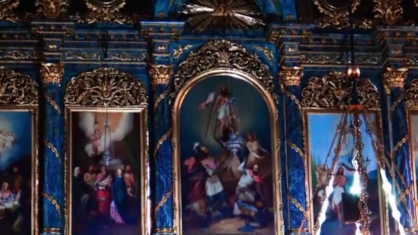 Interne Decoratie Servisch Orthodoxe Kathedraal Belgrado Servië — Stockvideo