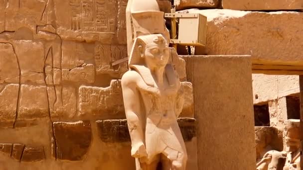 Karnak Temple Luxor Egypt May 2021 Giant Statues One Entrances — Stock Video