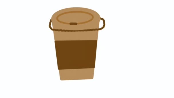 Animação Xícara Café Com Inscrição Texto Decorativo Vapor Quente — Vídeo de Stock