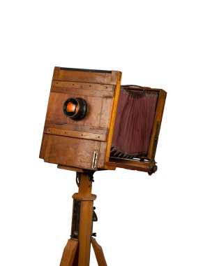 ahşap klasik retro kamera üçayak üzerinde