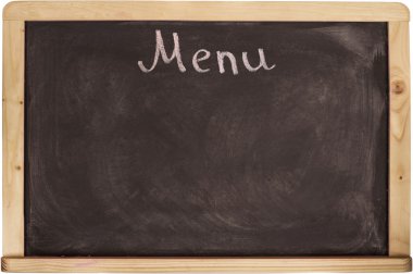 Restoran Menü tahtaya yazı tahtası. Beyaz arka plan üzerinde izole