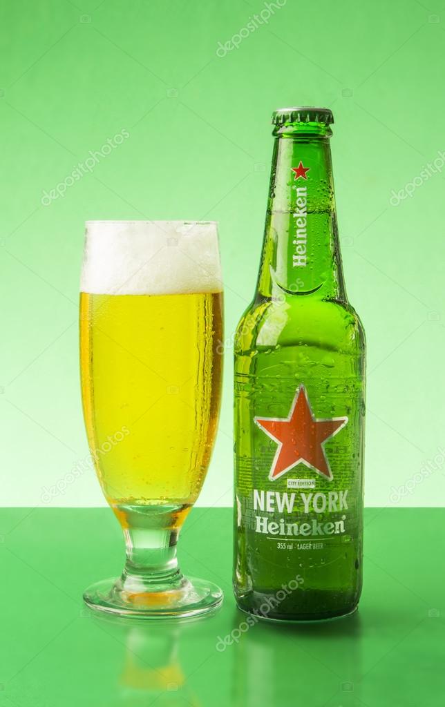 Heineken International beer, Special edition, City edition New York, beer glass with foam