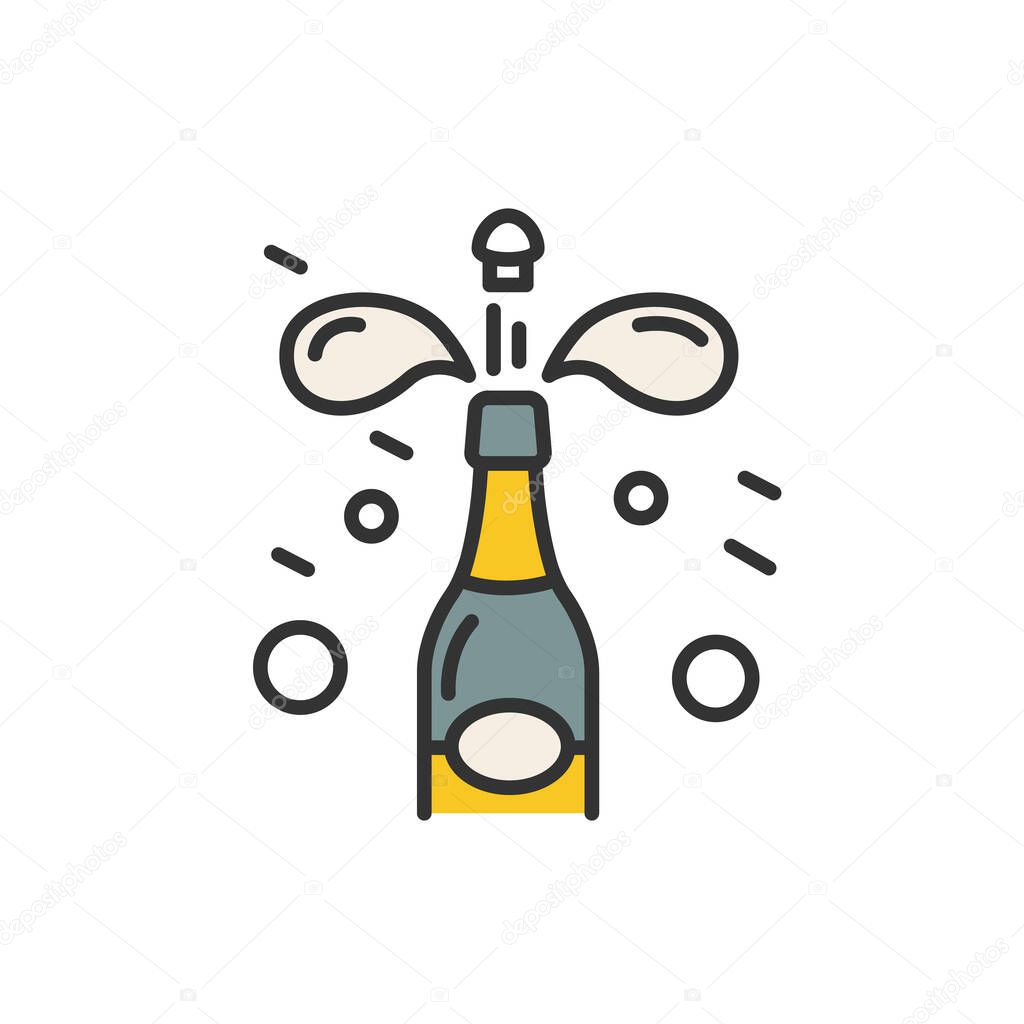 Champagne bottle opening color icon