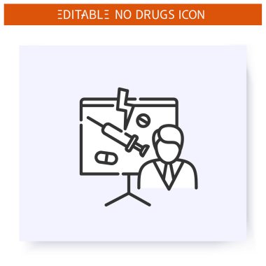 Uyuşturucu tehlikesi ders çizgisi ikonu. Düzenlenebilir 