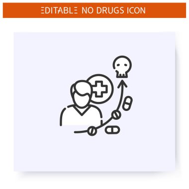 Reçeteli uyuşturucu bağımlısı çizgisi ikonu. Düzenlenebilir 