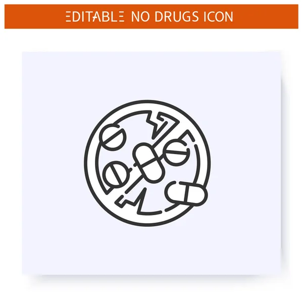 No drugs line icon. Editable illustration — Stock Vector