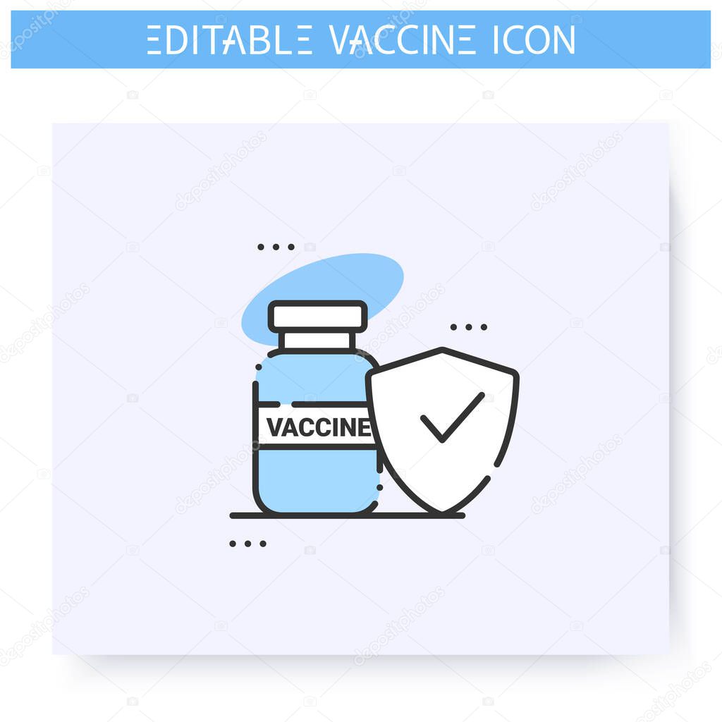 Safe vaccine line icon. Editable illustration