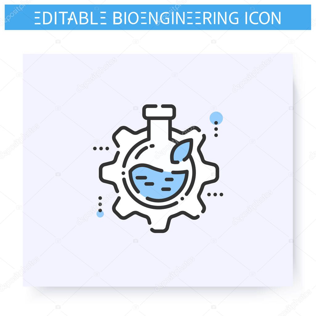 Bioengineering line icon. Science, gmo, genetics, chemistry sign. Biomedical engineering, nanotechnology and medical research innovations concept. Isolated vector illustration. Editable stroke