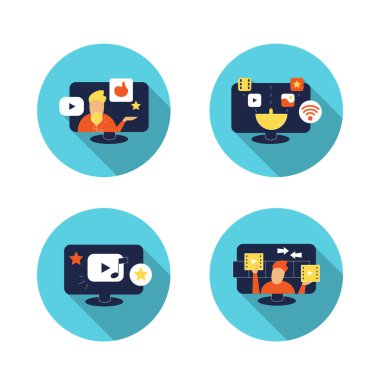 Video yassı simgeler ayarlandı. Renk çizimleri