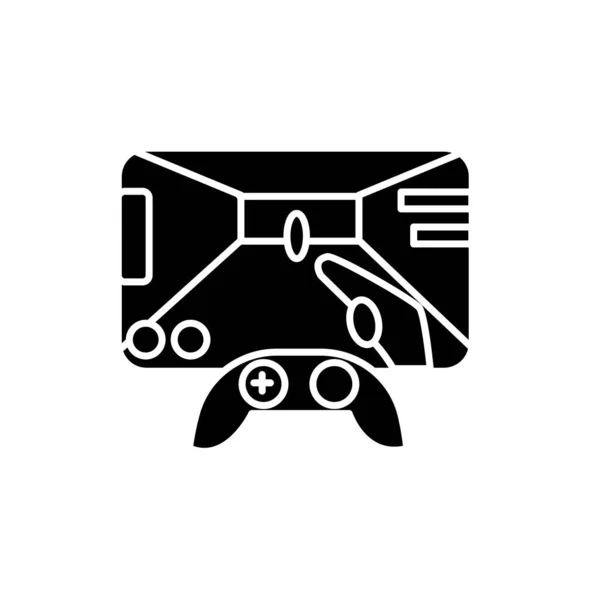 Video game glyph pictogram. Silhouet illustratie — Stockvector