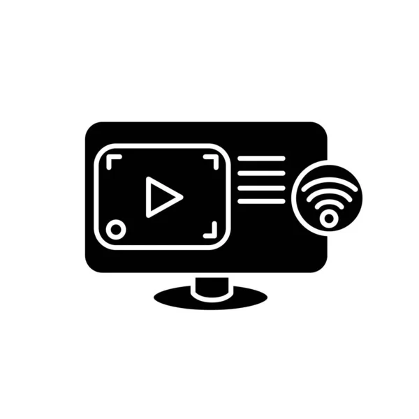 Live streaming glyph icon. Silhouette illustration — Stock Vector