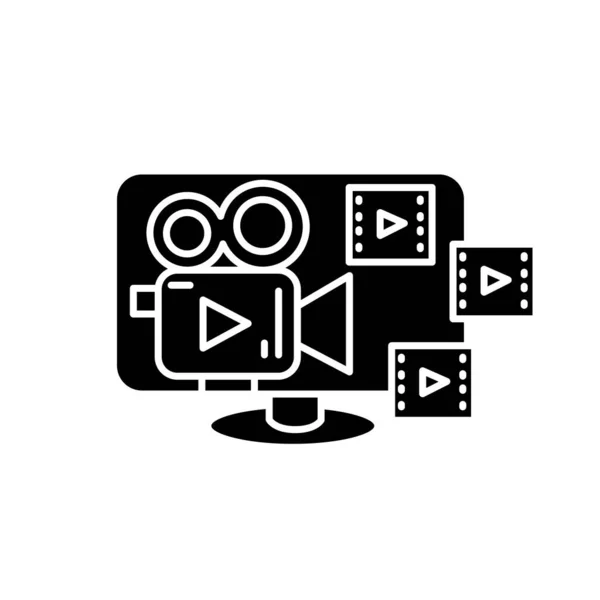 Video film glyph icon. Silhouette illustration — Stock Vector