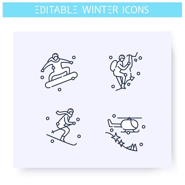 Winter sport line icons set. Editable illustration