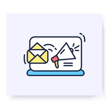 E- posta pazarlama renk simgesi. Vektör illüstrasyonu