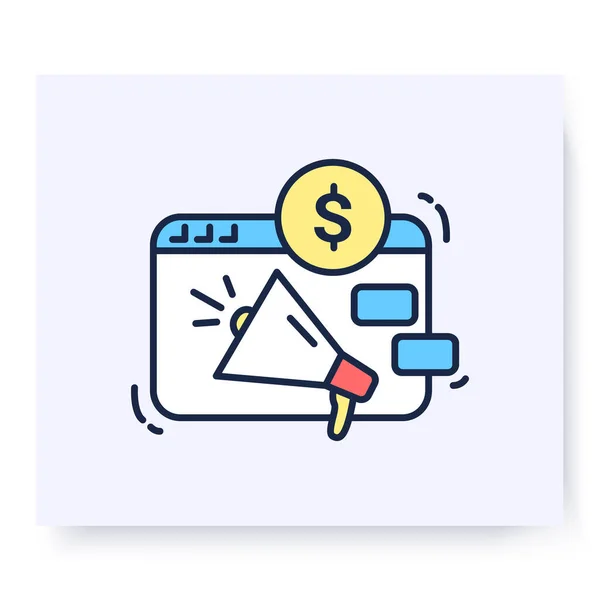 Paid advertising color icon. Vector illustration — Stockvektor