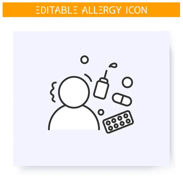 Αλλεργικά φάρμακα γραμμή εικονίδιο. Επεξεργάσιμο — Διανυσματικό Αρχείο