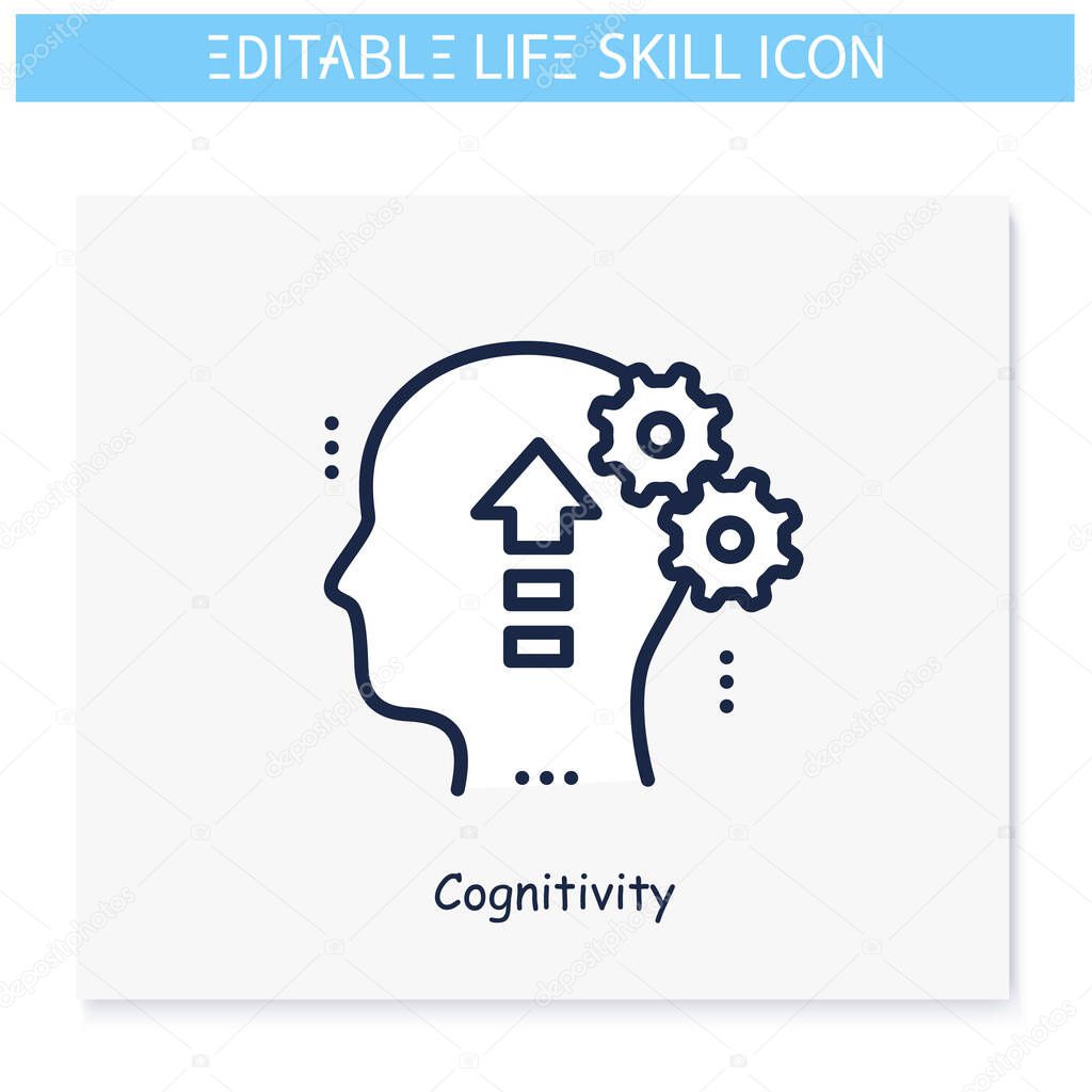 Cognitivity line icon. Self cognition, personality improvement. Personality strengths and characteristics.Soft skills concept. Human resources management.Isolated vector illustration. Editable stroke