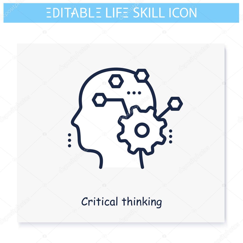 Critical thinking line icon. Editable illustration