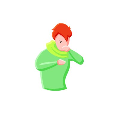 Öksürük yassı ikonu. Renk illüstrasyonu