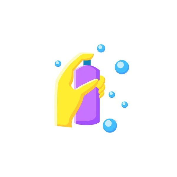 Nettoyage pulvérisation icône plate. Illustration couleur — Image vectorielle